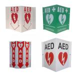 White Wall Mount AED Wall Sign Green Plastic Defibrillator AED V Sign Custom Aluminum AED Sign for sale