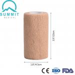 4 Inches X 5 Yards Tan Elastic Cohesive Bandage NonWoven Self Adhesive for sale