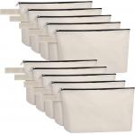 Cotton Canvas Makeup Bag with Bottom, Multi-Purpose Cosmetic Bag with Zipper for sale
