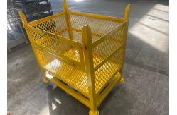China Rigid Mesh Stackable Steel Stillages Warehouse Cage Trolley With Wheels supplier