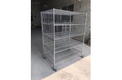 China Industrial 4 Level Wire Utility Cart With Enclosures Three Sides Mesh supplier