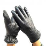 Black Winter Motorcycle Gloves , Double Faced Sheepskin Mens Racing Gloves for sale