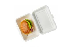 China Bagasse Pulp Biodegradable Clamshell Boxes , Bagasse Takeaway Containers Burgers supplier