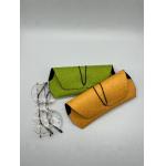 Fabric PU Leather Soft Sunglasses Case 18CM Resist Compression Folding Glasses Case for sale