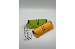 China Fabric PU Leather Soft Sunglasses Case 18CM Resist Compression Folding Glasses Case supplier