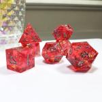 Phantom red resin & foil gold Resin Boarding Dice Set Dragon and Dungeon