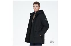 China Parker Style Bio Down Man Coat Black Mens Casual Coats With 6 Pockets supplier