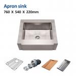 30 Inch Apron Stainless Steel Kitchen Sink Brushed 16 Gauge Single Bowl 76x54 for sale