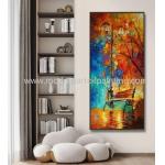 Street Light Palette Knife Oil Paintings Handpainted On Linen Canvas For Decoration for sale