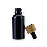 Black 30ml 1oz Oil Dropper Glass Bottle With Aluminum Screw Cap for sale