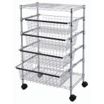 SS304 Wire Utility Cart With 4 Adjustable Drawers & Wheels for Easier Mobility for sale