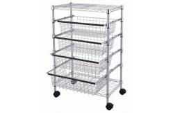 China SS304 Wire Utility Cart With 4 Adjustable Drawers & Wheels for Easier Mobility supplier