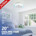 Small 20 Inch Flush Mount LED Ceiling Fan with Light and Color Temperature 3000-6500K for sale