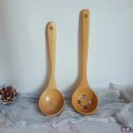Wooden Spoon Heart Shaped Round Colander Fondue Oil Spoon Cooking Spoon for sale