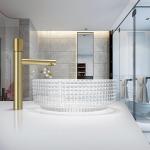 European Cylinder Shaped Glass Wash Basin Crystal Clear Sink Diemater 14.8 for sale