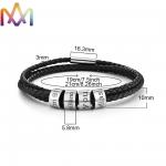 fadeless 19cm 21cm Mens Leather Beaded Bracelets for sale