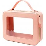 Travel Toiletry Cosmetic Bag Case For Women Vegan Leather Makeup Pouch With Handle for sale