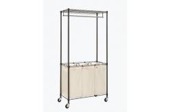 China Rolling Garment Home Wire Shelving , Wire Laundry Shelf With Changeable Fabric Baskets supplier