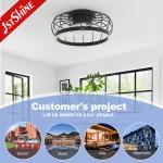 1stshine LED Modern Design Black Flush Mount Ceiling Fan with Remote Control Switch