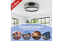China 1stshine LED Modern Design Black Flush Mount Ceiling Fan with Remote Control Switch supplier
