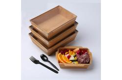 China Salad PET Lid Rectangular Kraft Paper Disposable Food Container With Lid supplier