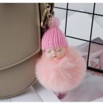 Silicone / Cotton Plush Keychain Toys Sleeping Baby Shape 12 * 7CM 40G