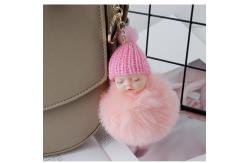 China Silicone / Cotton Plush Keychain Toys Sleeping Baby Shape 12 * 7CM 40G supplier