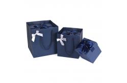 China Elegant Blue Square Premium Empty Gift Box With Bowknot Packaging For Birthdays supplier
