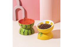 China Anti Overturning Raised Ceramic Cat Bowl Rounded Shape Sustainable supplier