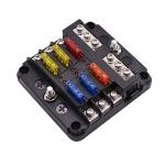 6 Way Fuse Block with Ground 6-Circuit ATC/ATO Fuse Box Holder with Negative Bus LED Light Indicator for sale