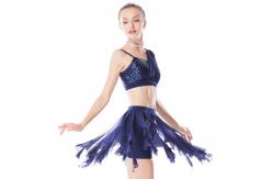 China Soft Mesh Spiral Skirt Dianogal Sequins Top One Shoulder Belly Dancing Clothes supplier