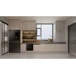 Double-Line Layout Beige Stainless Steel Modern Kitchen Cabinet for sale