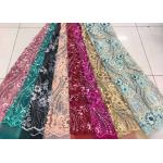 Embroidered Sequin Lace Fabric , Floral Tulle Fabric For Fashion Party Gown Dress for sale