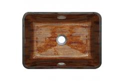 China Rectangular OEM Bathroom Wash Basins Bark Brown Handmade Tempered Glass Vessel Sink supplier