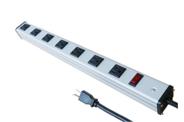 Multi Plug 7 Way Power Outlet Bar With Surge Protection Aluminium Alloy Shell