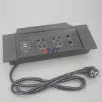 Flushed mounted recessed flip up cover multi power table socket outlet hidden electrical desktop power socket for sale