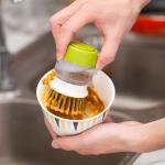 Disassembled Kitchen Soap Dispensing Palm Brush With Drip Tray