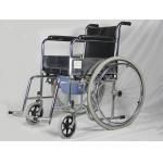 Multi Function Steel Frame Folding Steel Wheelchair With U Shape Commode Seat for sale