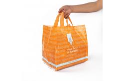 China Custom Printed Logo Poly PE Plastic Shopping Bag With Square Bottom supplier