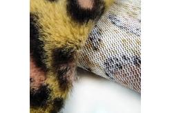 China Leopard Printed Rabbit Fur Material 320gsm 150D 288F supplier