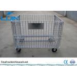 Hot sale Anti-corrosion wire mesh container, foldable storage cage with wheels for sale