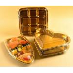 Customized Logo Disposable Pet Plastic Sushi Takeaway Food Tray with Cover for sale