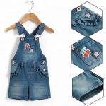 Baby Girl Embroidery Denim Dungaree Shorts With Adjustable Strap Spring Summer