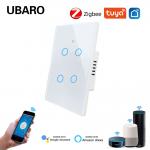 118*74mm Tempered Glass Panel Brazil Vietam Tailand Standard Zigbee Smart Switch 4Gang 5W - 600W Tuya Zigbee Switch for sale