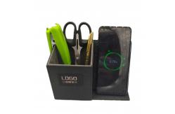 China Wireless Charging LED Leather Pen Holder For Desk Multifunctional Nontoxic supplier