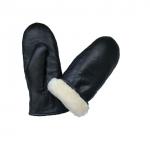 Genuine Winter Leather Mitten Gloves Thick Shearling Wool Lined Mittens for sale