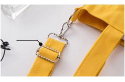 China Yellow / White / Black Canvas Shopping Bag With Detachable Shoulder Strap supplier