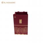 Eco friendly Red Paper Gift Bags One Wine Packaging Bags With Ribbon Handle for sale
