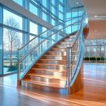 Modern PVD Coated Stainless Steel Handrails with Flat Saddle for Glass Railings