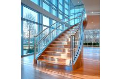 China Modern PVD Coated Stainless Steel Handrails with Flat Saddle for Glass Railings supplier